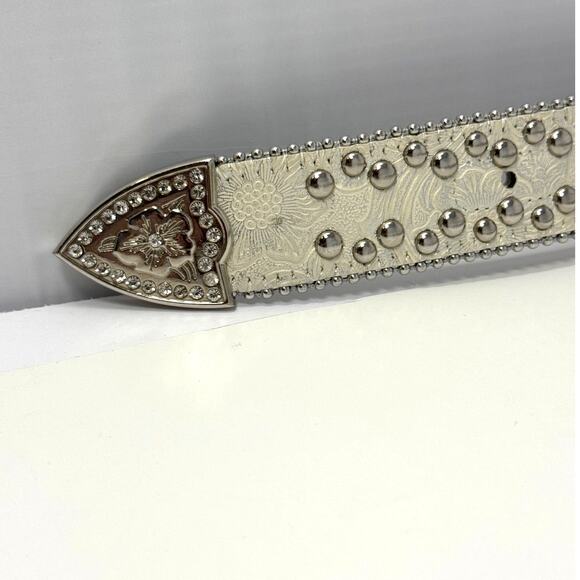 Blazin Roxx Rhinestone Western Belt Cream and Silver Size XL main image 8